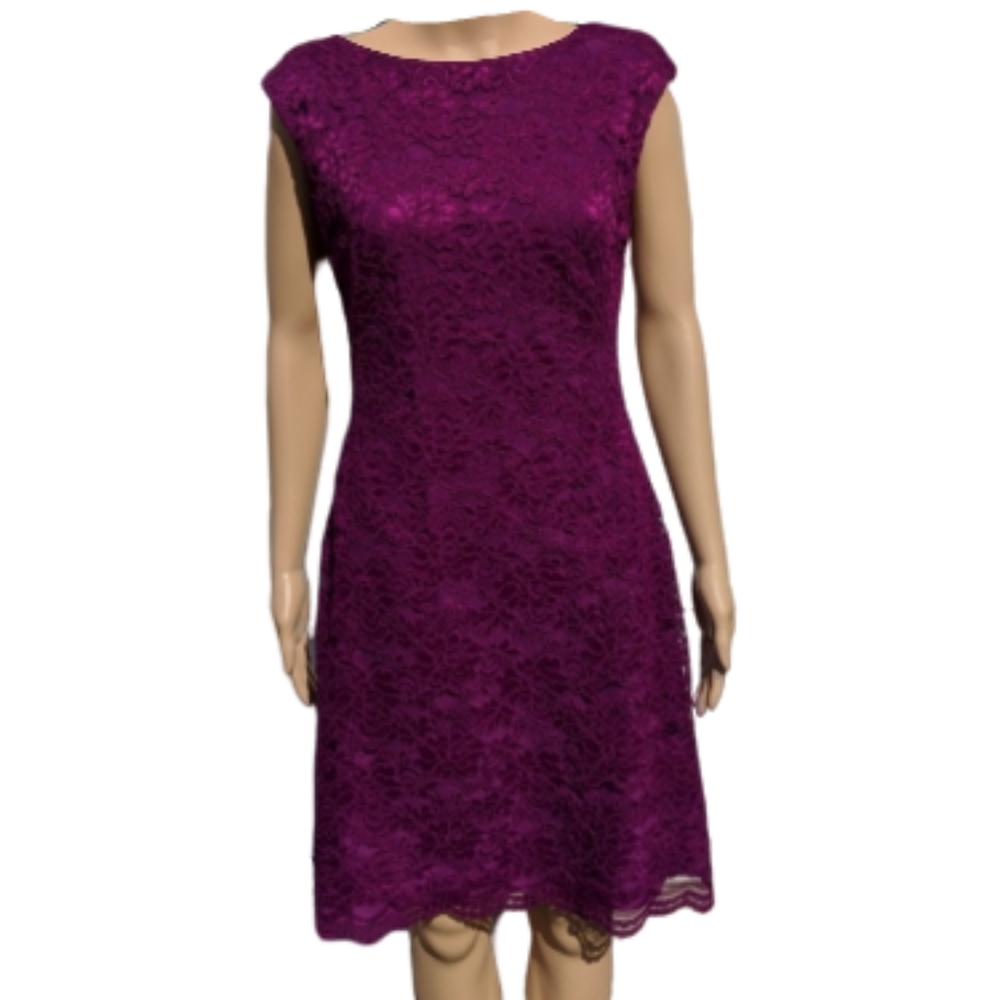Ralph Lauren Magenta Lace Dress Size 8